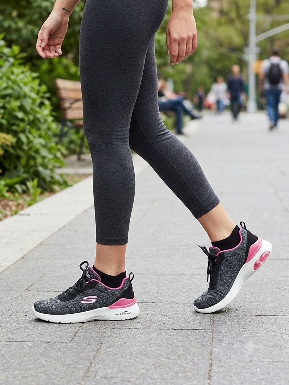 Skechers Women's Gray & Pink Active Slip-On Sneakers